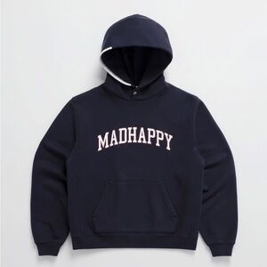 Madhappy Campus Snap Fleece Hoodie Navy and Orange